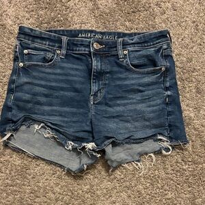 American Eagle Outfitters Distressed Dark Blue Jean Shorts